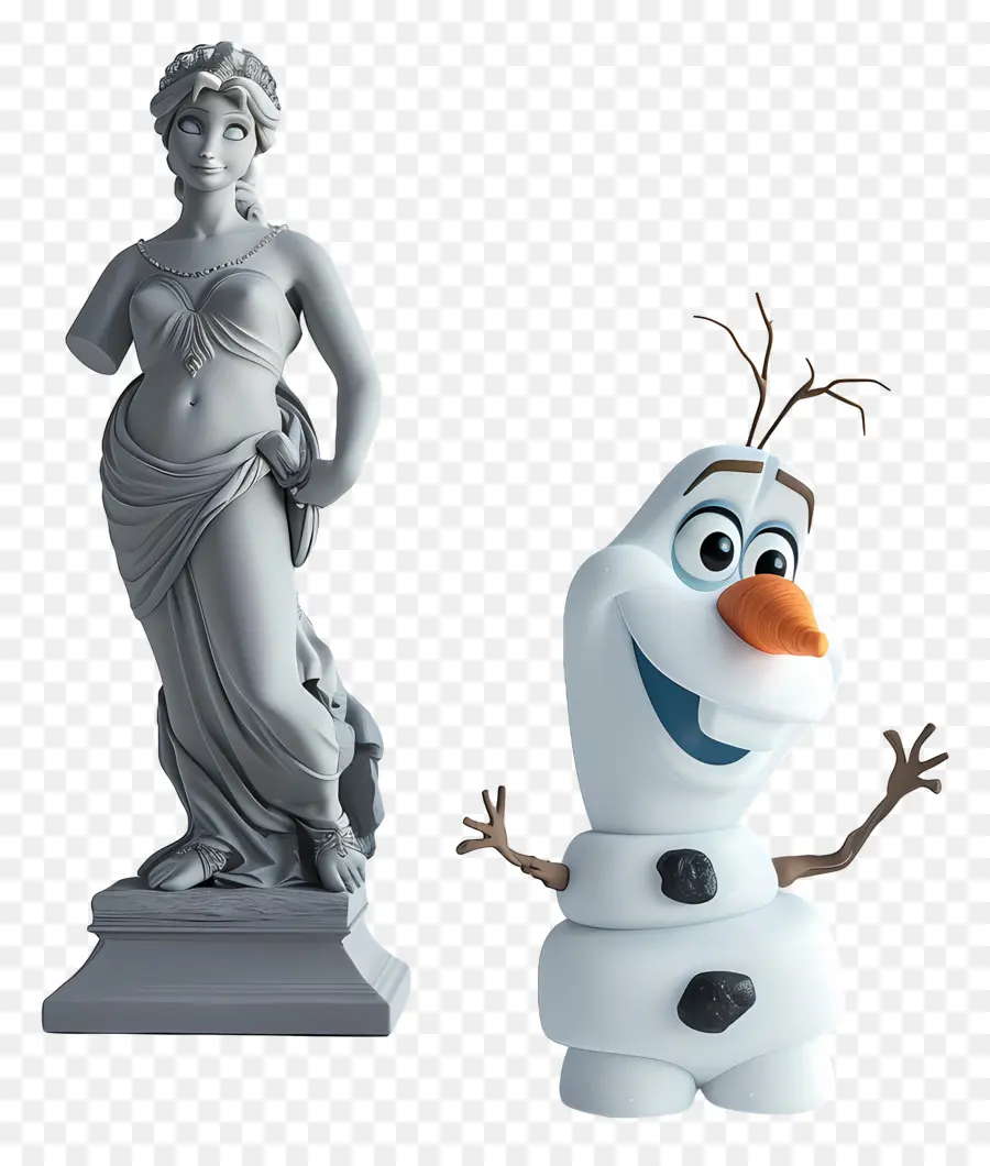 Frozen OLAF - Statue der lächelnden Frau und Mann zusammen