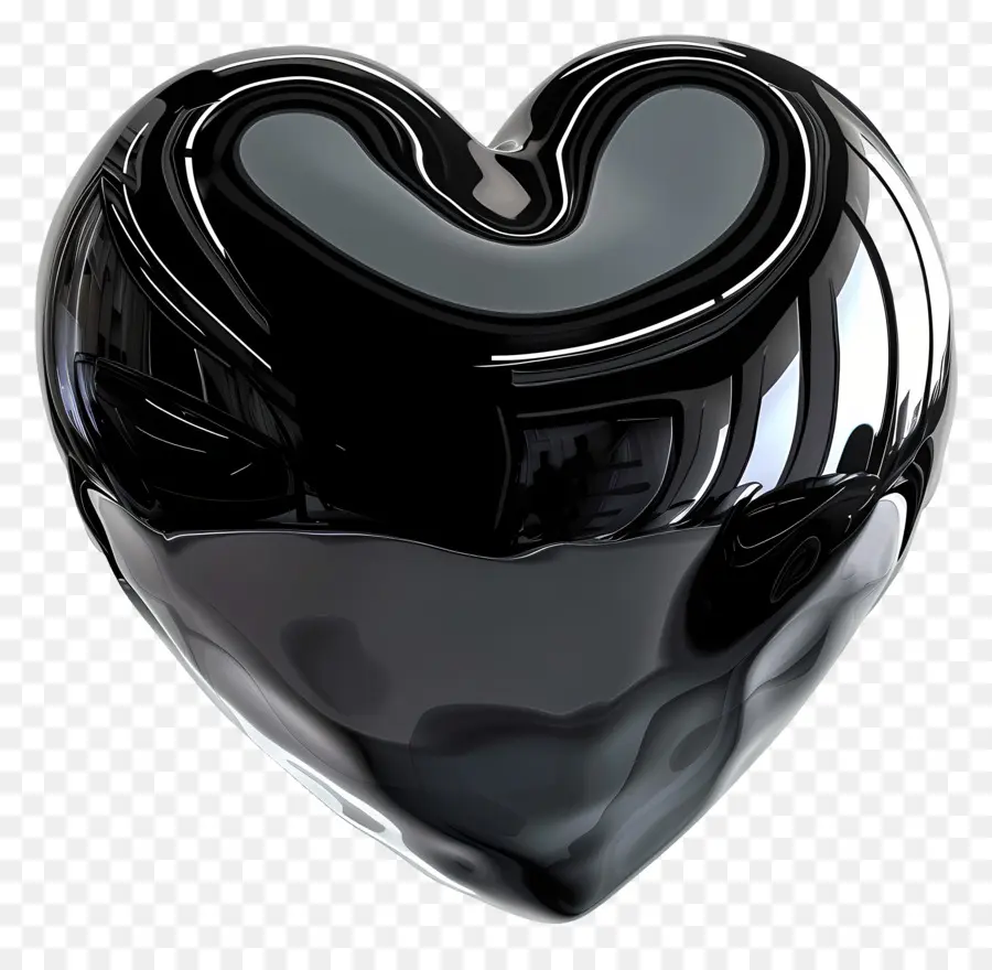 schwarz Herz - Glänzender schwarzer herzförmiger Kristall mit scharfen Punkt