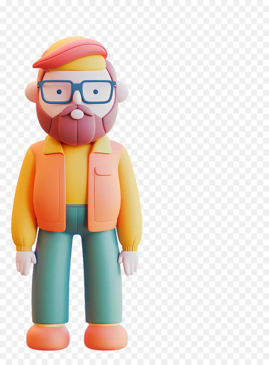 Toy Figur lässige Mode -Männer -Brille Jeans - Mann in Gläser, Jeans, rote Jacke mit Bier hält Bier