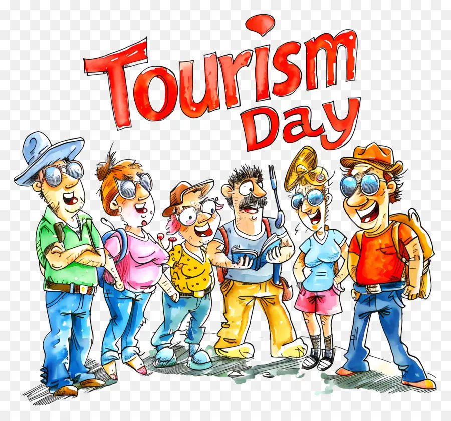 tourism day tourism group smiling sunglasses