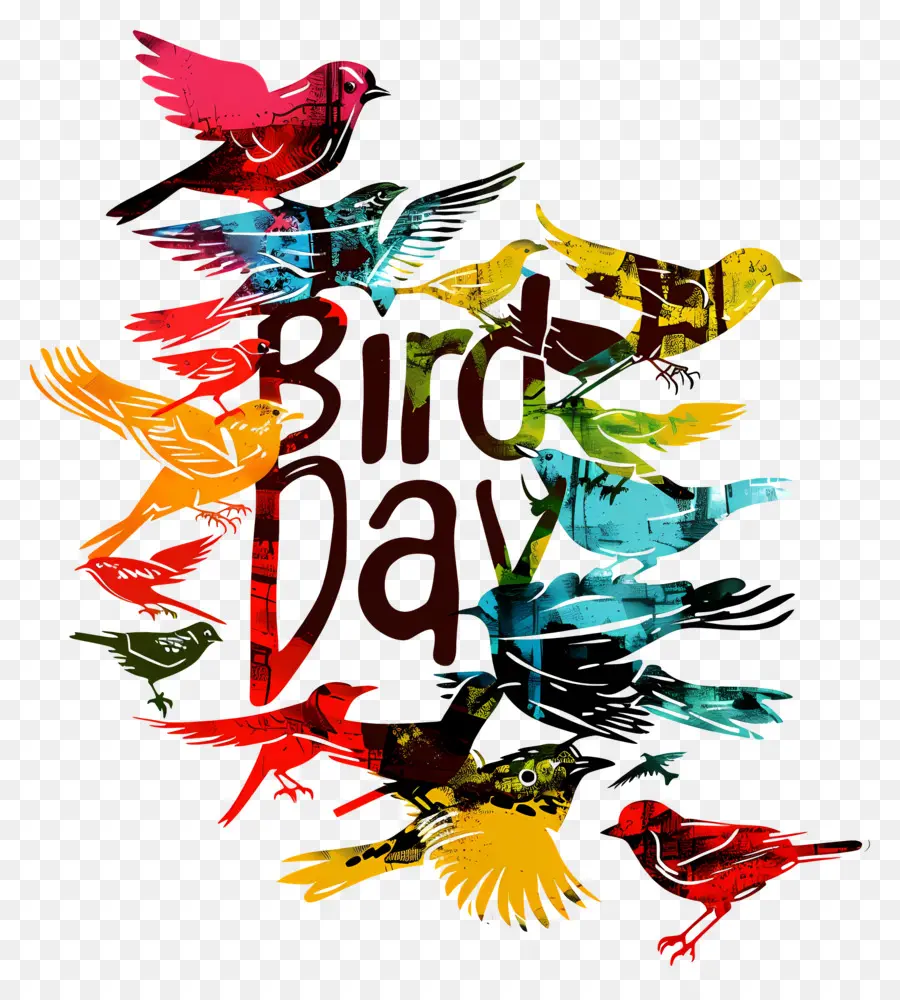 Bird Day Birds Wildlife Nature Vielfalt - Bunte Vögel fliegen mit schwarzem Hintergrund