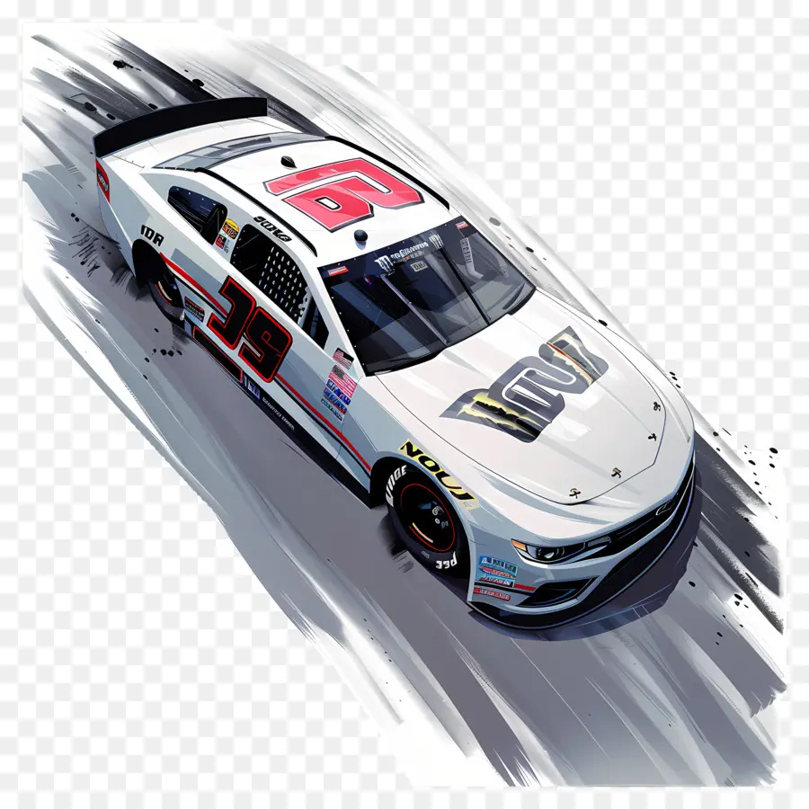 Ngày NASCAR Ngày đua xe đua xe đua xe đua xe đua - Minh họa xe hơi kỹ thuật số màu đen và trắng