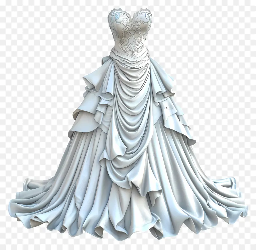 brautkleid - Weißes Hochzeitskleid mit Korsett und Rüschen
