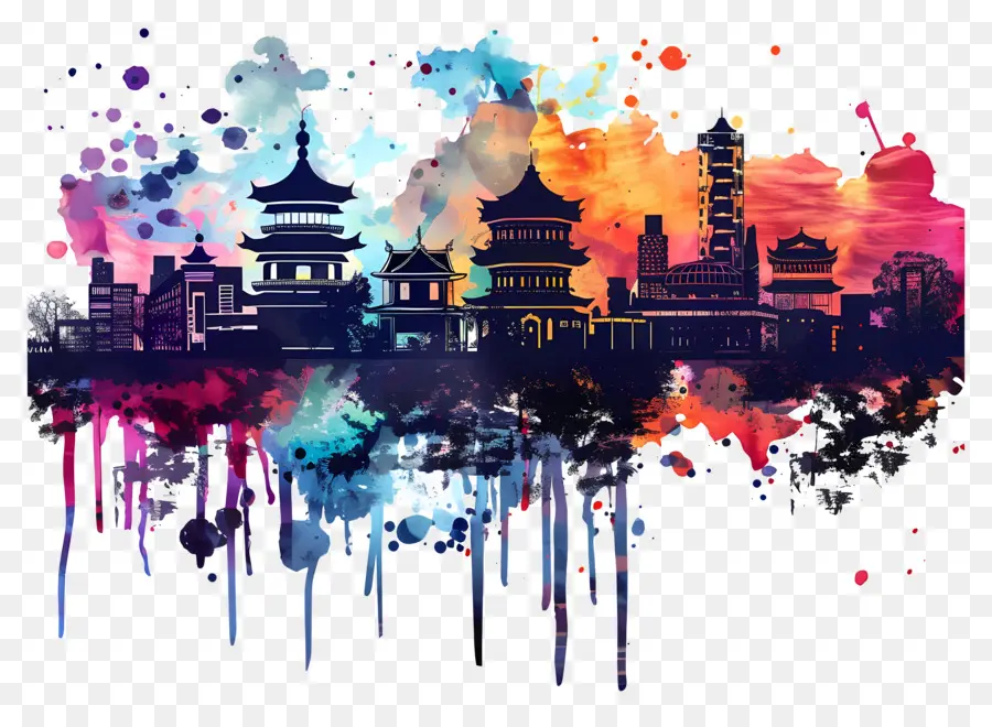 città proibita - Paesaggio urbano brillante e vibrante di punti di riferimento di Pechino