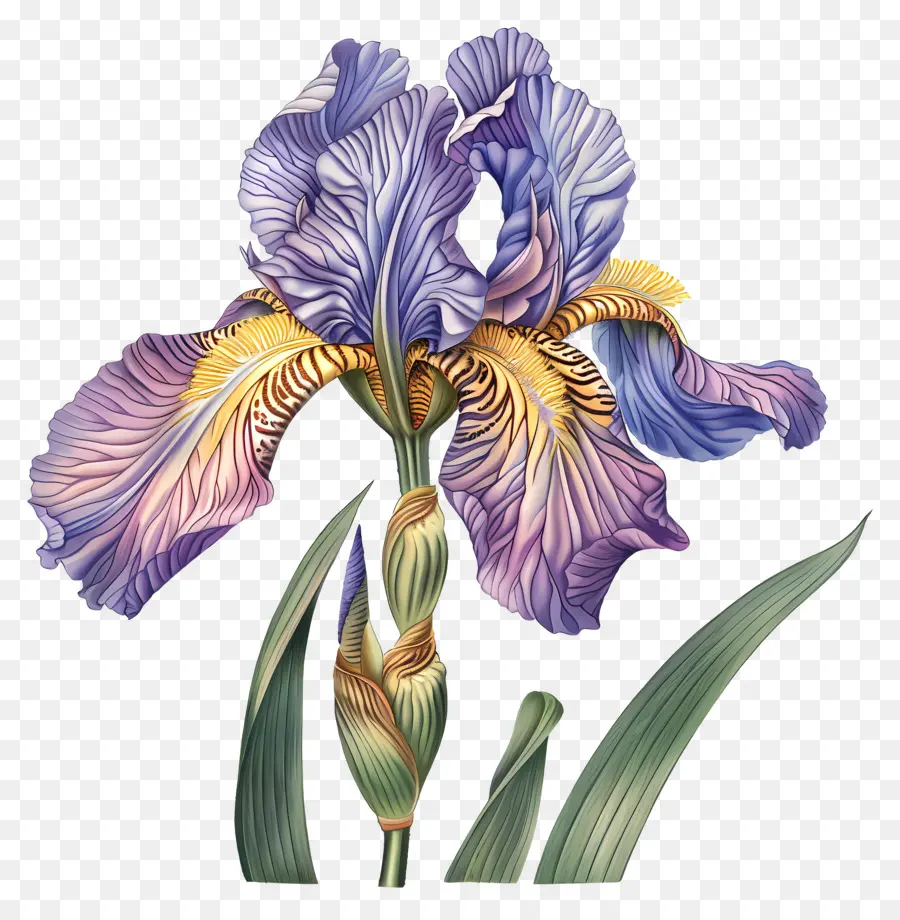 Mống Mắt Màu Xanh Hoa - Hoa Iris màu xanh với cánh hoa màu vàng
