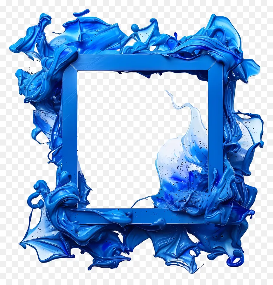 blauer Rahmen - Flüssiger blauer Quadratrahmen mit Tröpfchen, texturiert