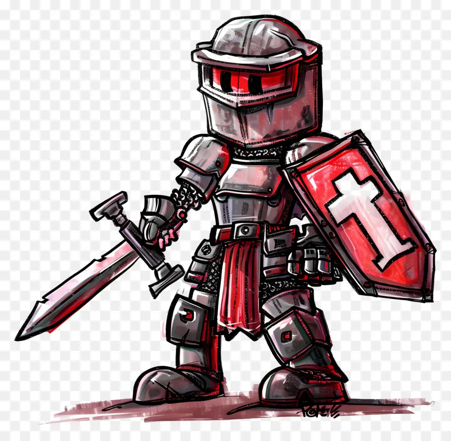 Roblox Knight Armor Sword Shield - Cavaliere in armatura preparata per la battaglia