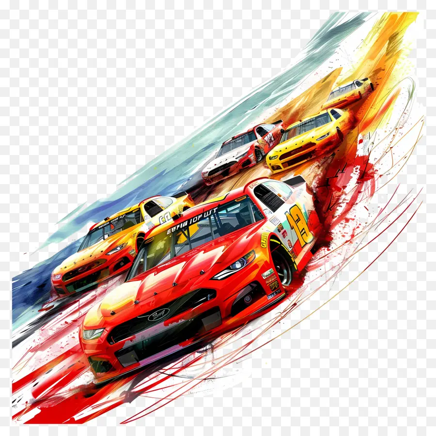 NASCAR DAY RACE Auto Malerei Hochgeschwindigkeitswellige Straße - Lebendiger Rennwagen, der auf der Strecke raste