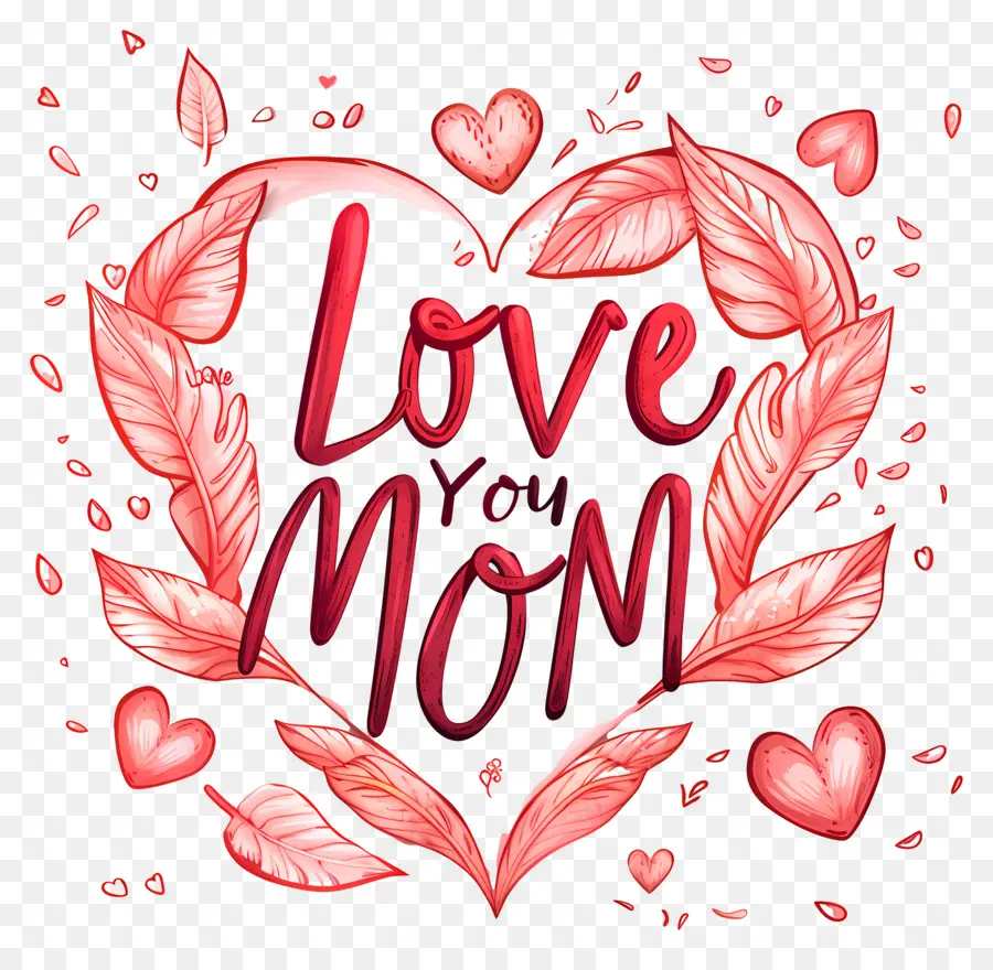 Muttertag - Rosa Herz mit Blumen, liebe dich Mama