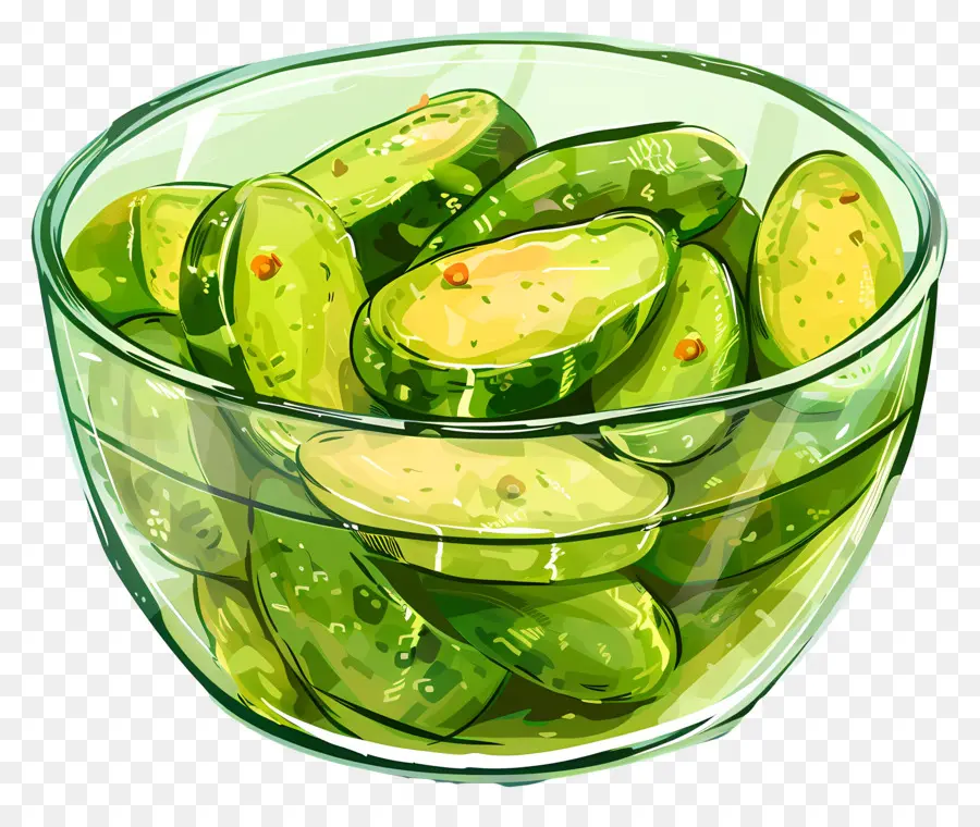 Grüne Mango Gurke Gurken Salat Zwiebeln Knoblauchgesunde Ernährung - Buntes Gurken- und Zwiebelsalat in der Schüssel
