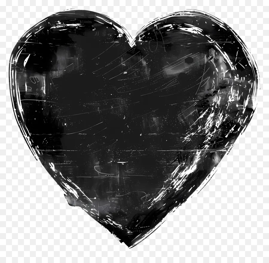 cuore nero - Cuore in stile grunge con arte di pennelli ruvidi