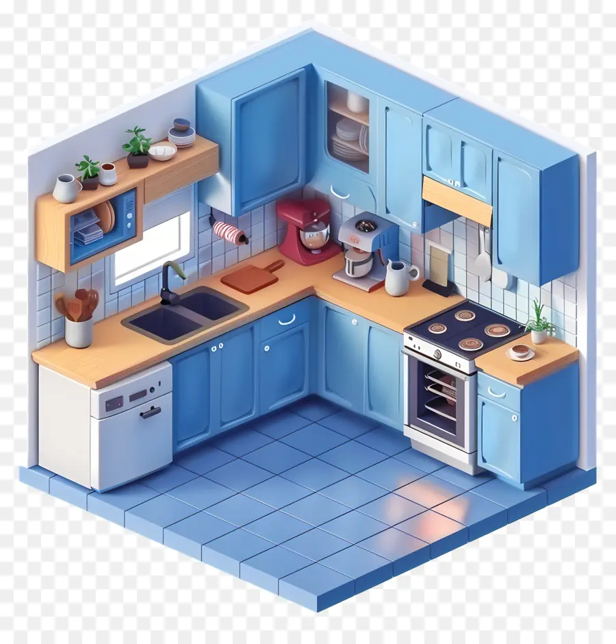 phòng bếp tủ màu xanh mặt bàn màu trắng thiết bị nhà bếp - Nhà bếp hiện đại, rộng rãi với tủ màu xanh