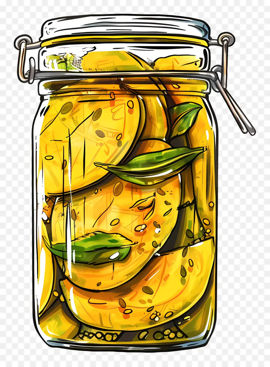 Jar Mango Pickle Lemon Glass lem cắt lát chanh tươi - Lọ thủy tinh chứa đầy chanh thái lát