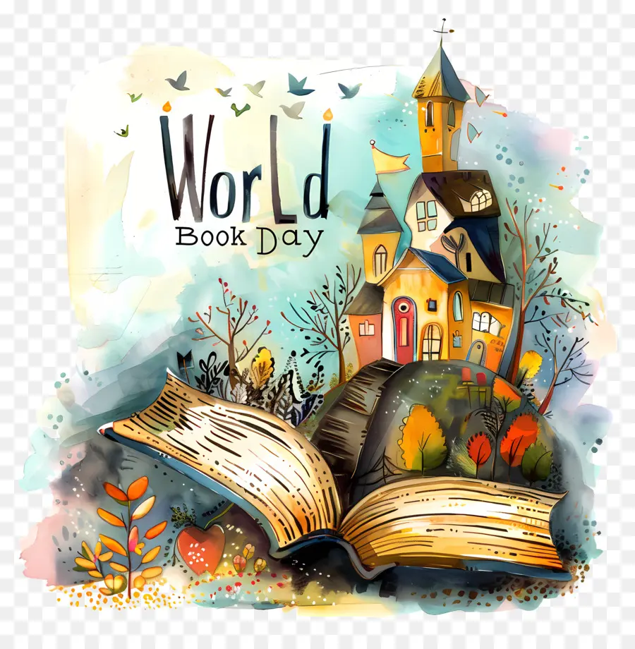 Welttag des Buches - Altes Buch mit Waldhintergrund geöffnet