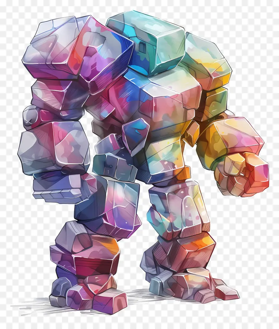 Roblox -Roboter Humanoid abstrakte Kristalle - Farbenfroher, abstrakter humanoider Roboter in Bewegung