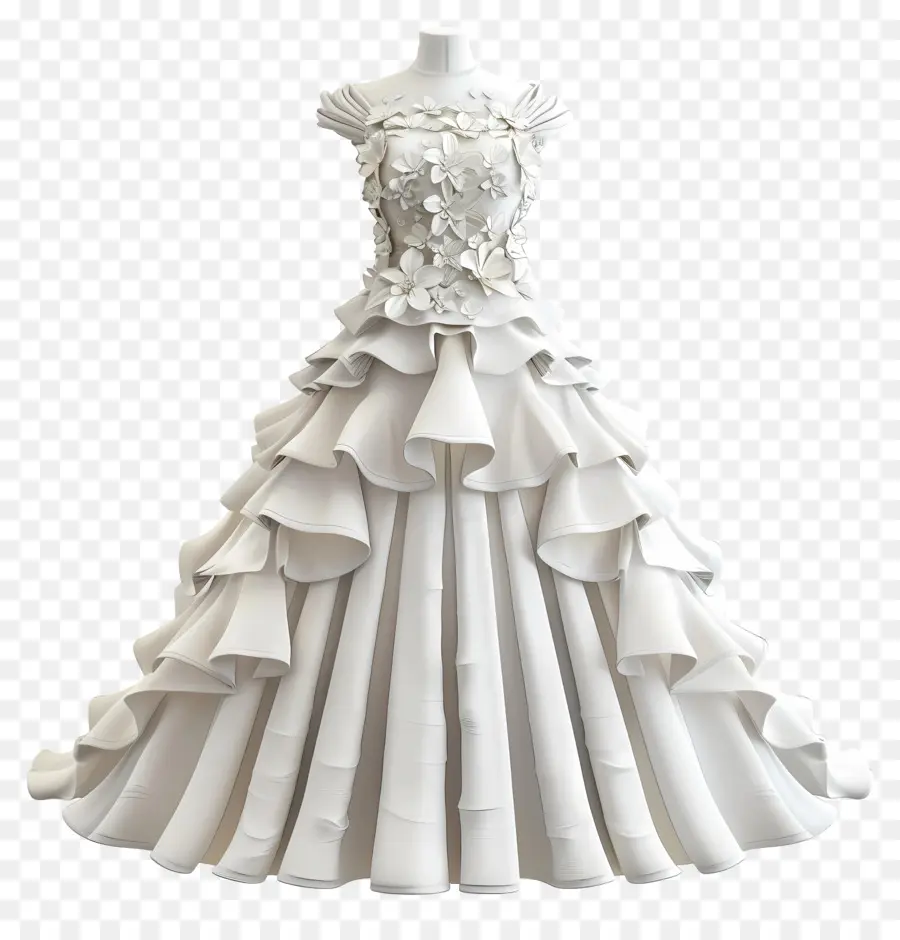 Chanel Hochzeitskleid 3D Modeling Modedesign Kleidungsbranche Digitale Kunst - Modekunst mit modernistischen digitalen Grafiken