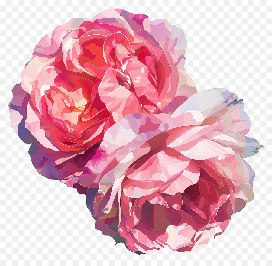 rose rosa - Illustrazione digitale delle rose rosa con foglie