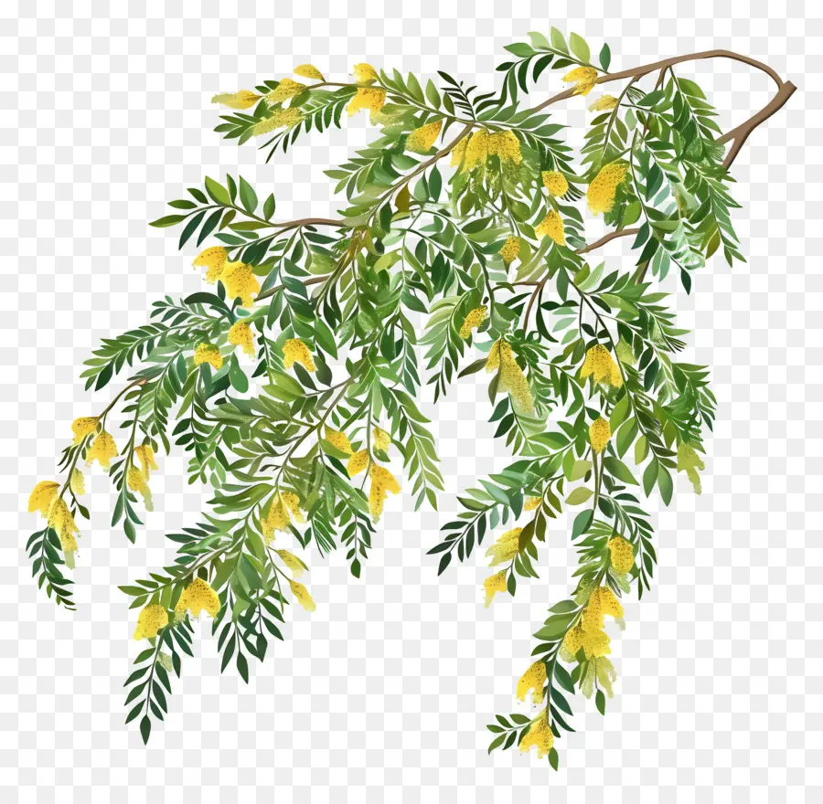 Acacia albero giallo fiori naturale vita pianta - Albero colorato con fiori gialli, foglie verdi. 
Importanza della conservazione della natura