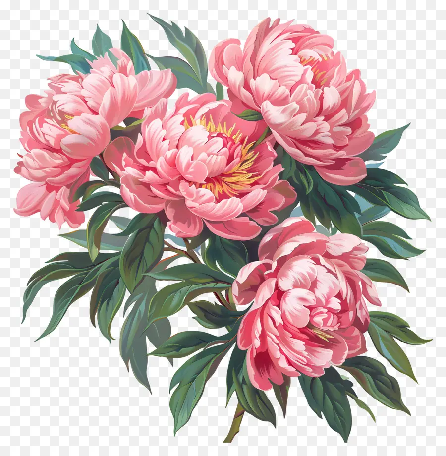 Peonies rosa Pink Peonies Bouquet fiori - Peonie rosa in fiore su sfondo nero