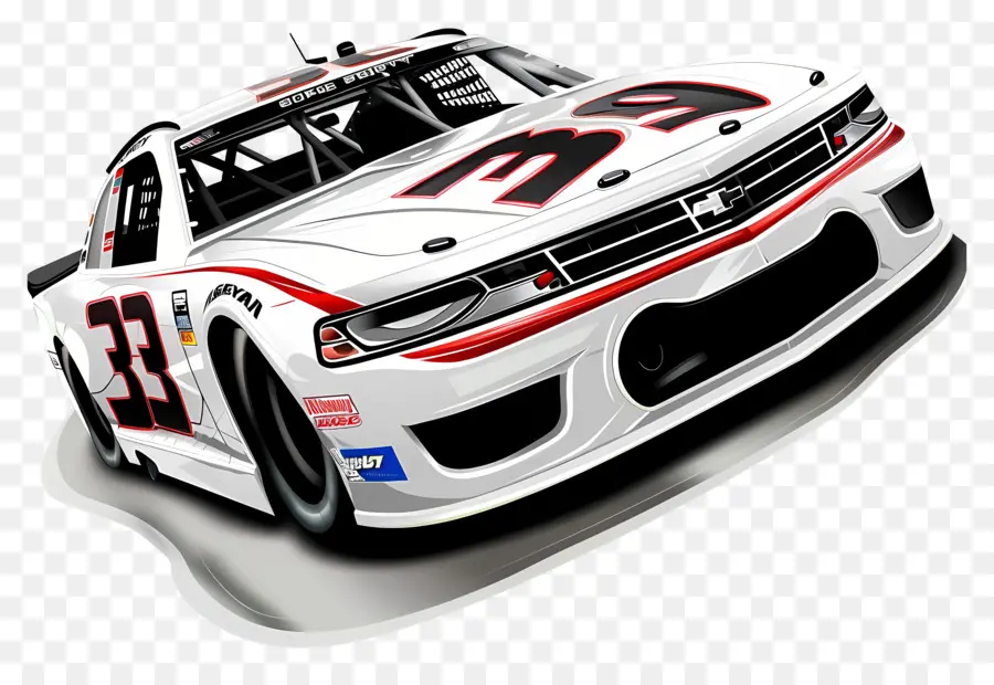 NASCAR Day Race Car Nummer 3 Weiß Rot - Rot, Weiß und schwarzes Rennwagen