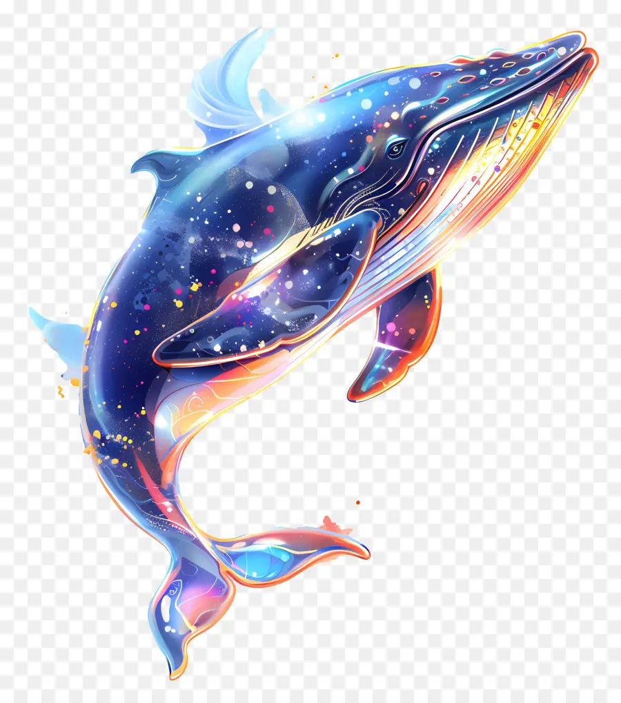 Biểu tượng cảm xúc cá voi cá voi Nebula Dream Like - Cá voi chìm vào Abyss Nebula đầy màu sắc
