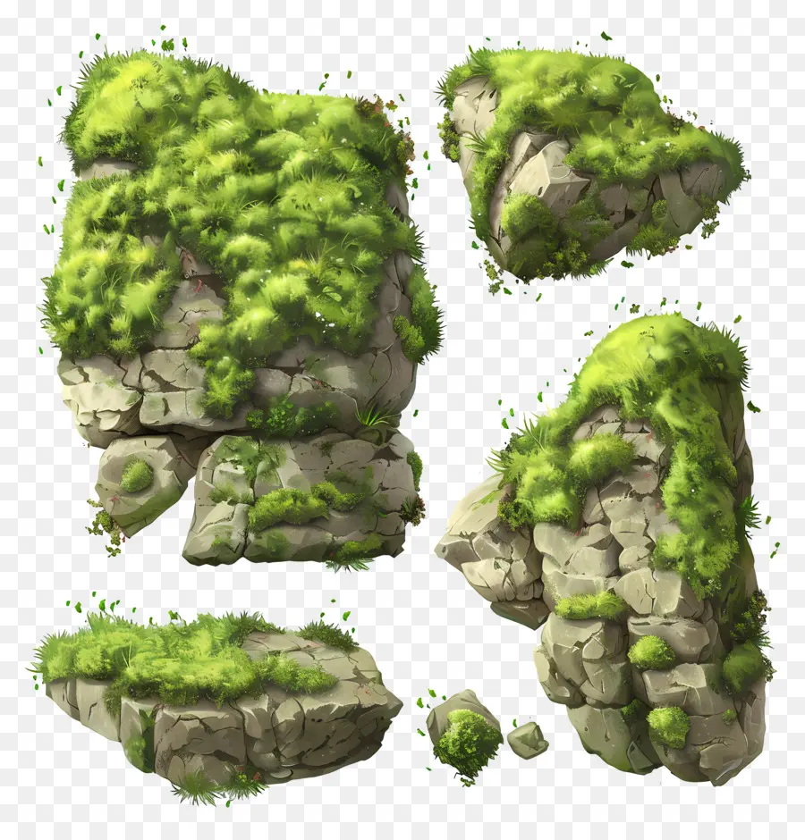 muro muschio muschio roccia verde lussureggiante - Rocce coperte di muschio lussureggiante e verde
