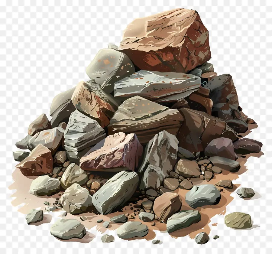 RIPRAP ROCKS PILLE - Đống đá trên nền đen