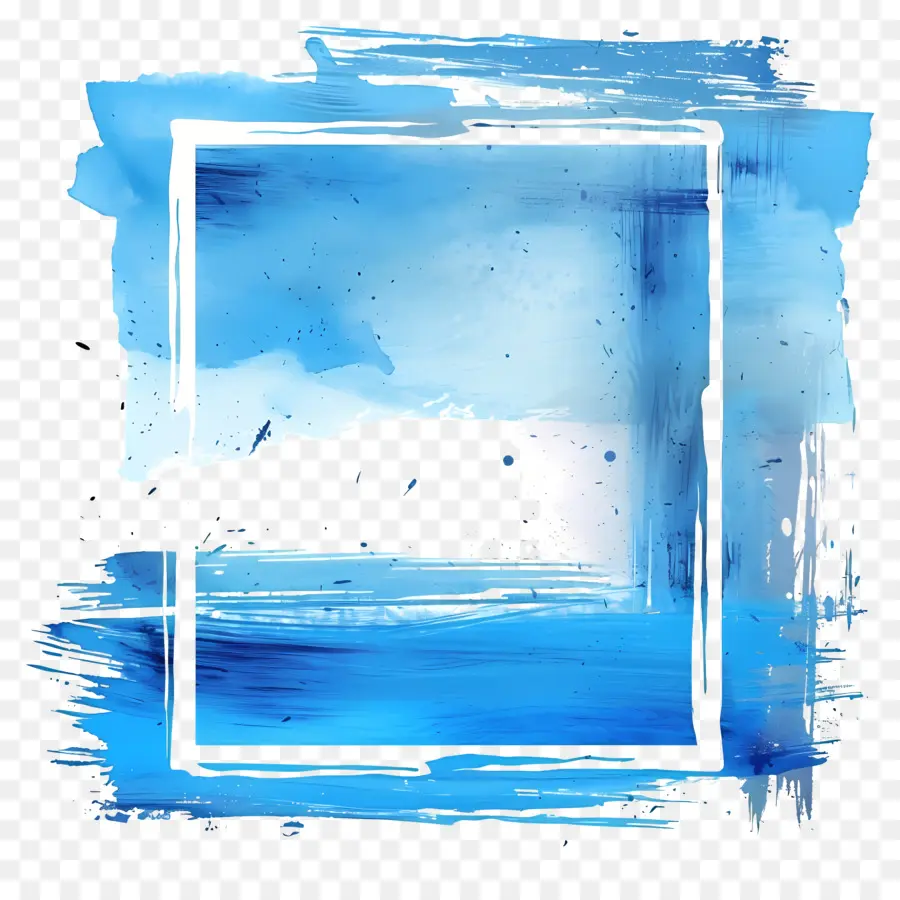 Holzrahmen - Abstrakte Aquarellmalerei des blauen Rahmens