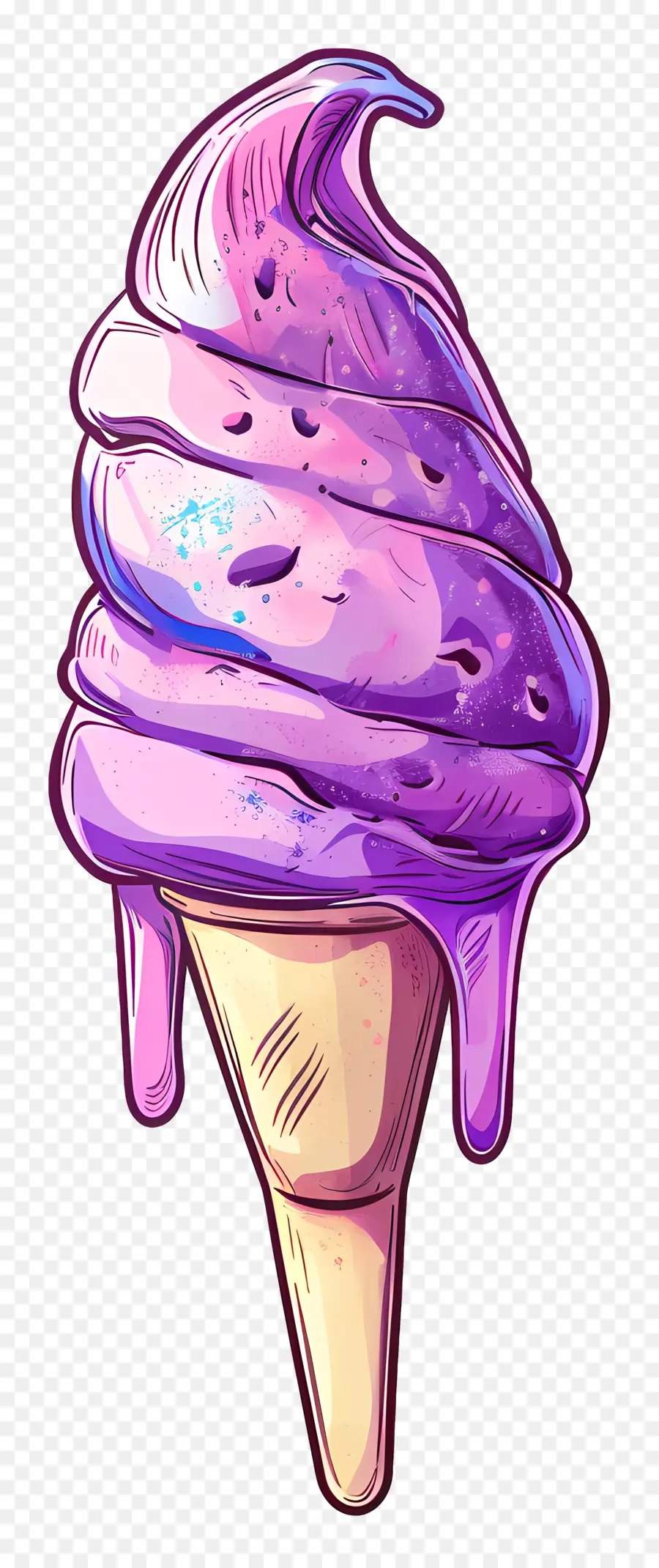 gelato - Cono gelato viola con gocce blu