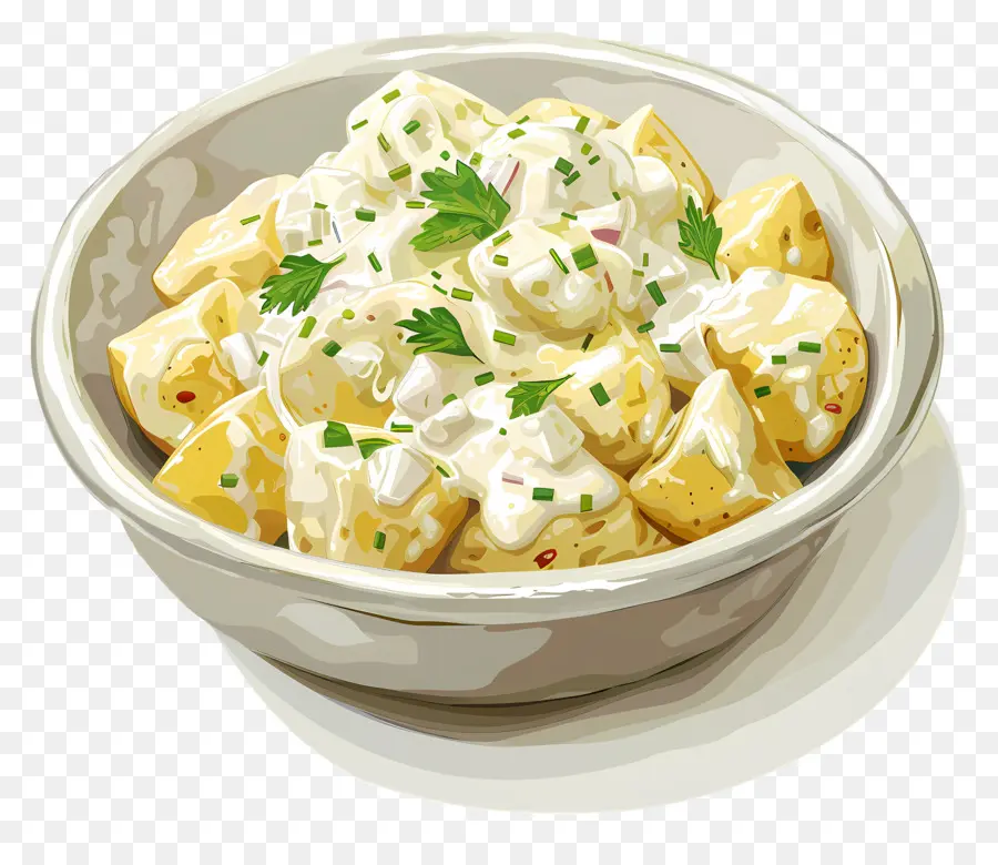 Petersilie - Petersilie-Kartoffelsalat in weißer Schüssel