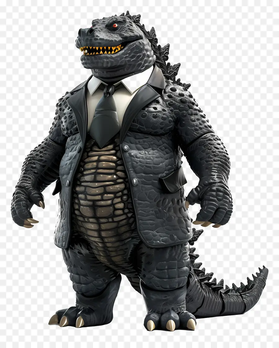 Godzilla Action Figur Reptilienkreatur Business Anzug scharfe Zähne - Reptilienkreatur im Geschäftsanzug mit roter Krawatte