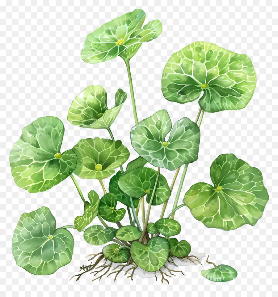 centella asiatica houseplant green leaves white flowers potted plant