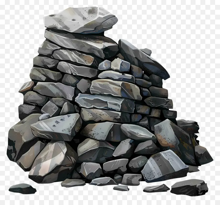 Riprap große Felsen graue Felsen scharfe Kanten gestapelt Felsen - Stapel großer, ordentlicher grauer Felsen