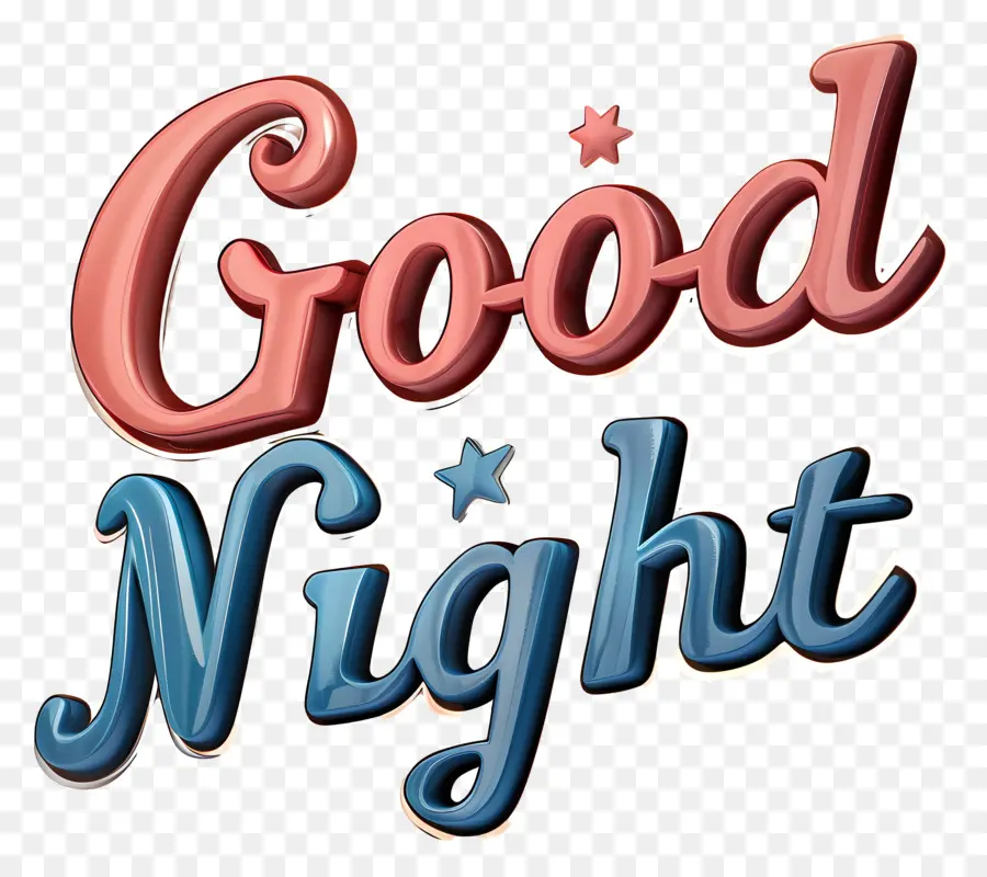 good night good night text-based graphic red and blue lettering black background