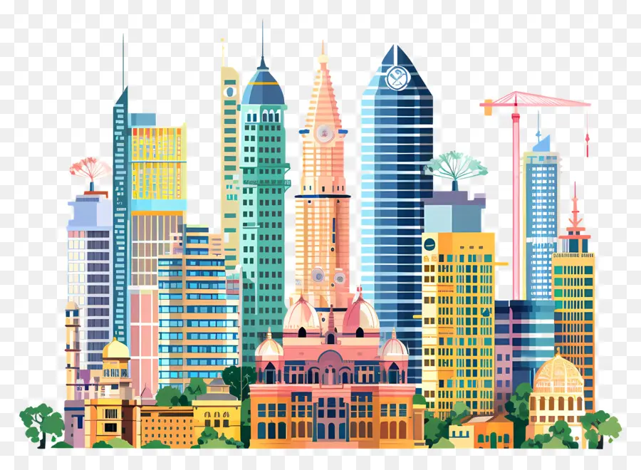 Thành phố Bangalore Thành phố Skyline City Skyscapers Xây dựng cảnh quan đô thị - Cảnh quan thành phố cách điệu với các tòa nhà và xây dựng kiểu dáng đẹp