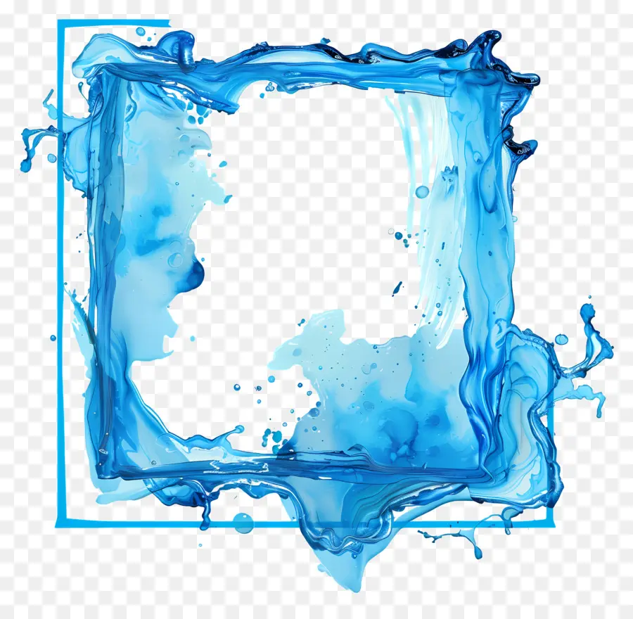cornice quadrata - Frame liquido blu con schizzi, sfondo trasparente