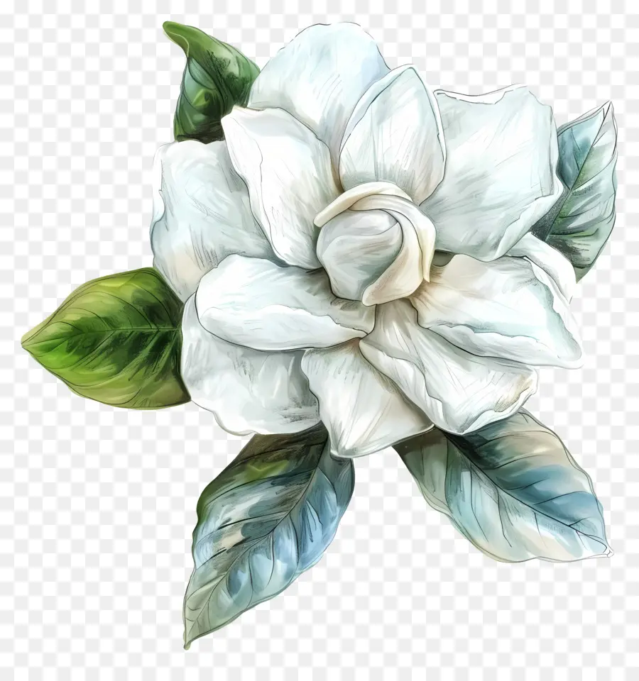 weiße Blume - Aquarell weiße Blume auf schwarzem Hintergrund