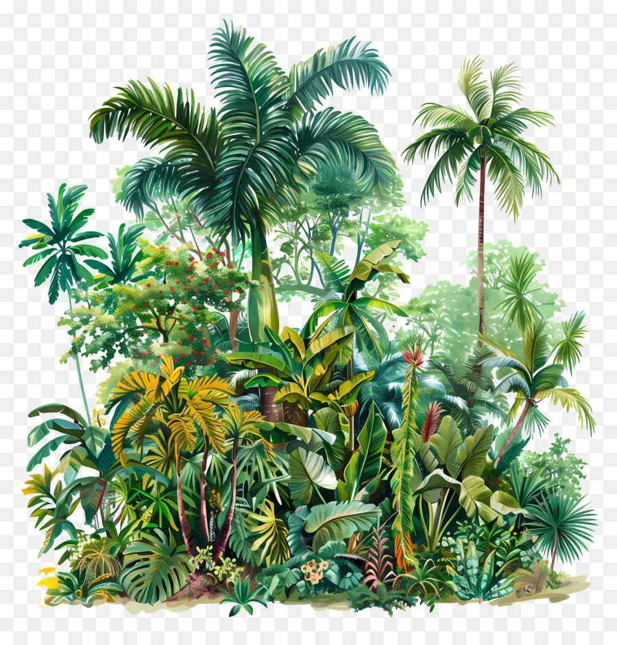 palme - Lush Tropical Jungle Painting con umore sereno