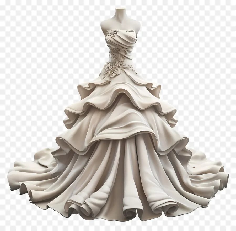 brautkleid - Weißes, wogendes Hochzeitskleid mit Spitze