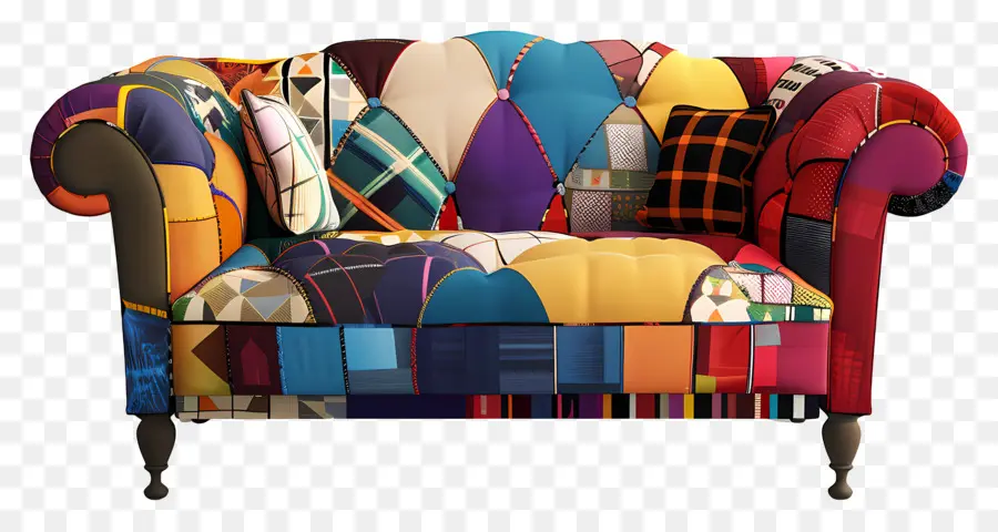 divano moderno poltrona colorato colorato di tappezzeria multicolore. - Polvetta colorata con tessuto multicolore e telaio in legno