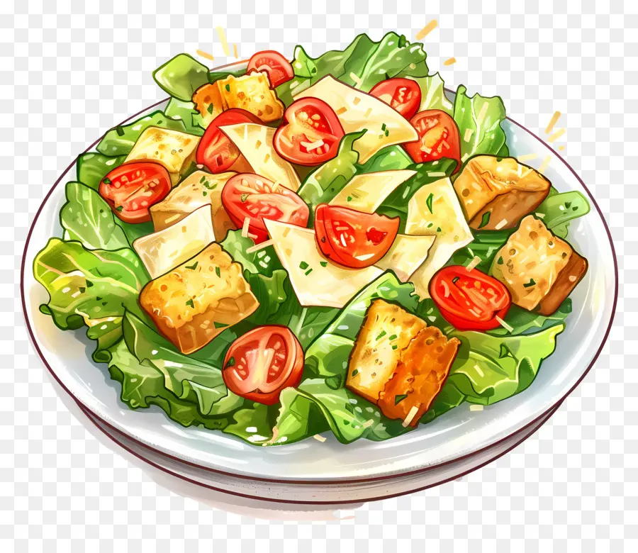 insalata - Insalata fresca con crostini, pomodori, cetriolo