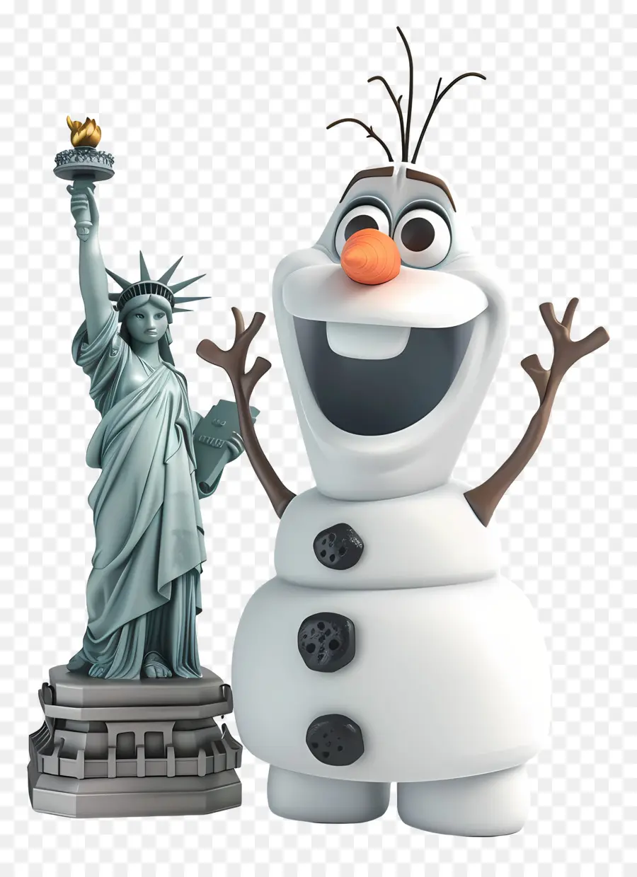 statua della libertà - Snowman Lights Statue of Liberty con sorriso