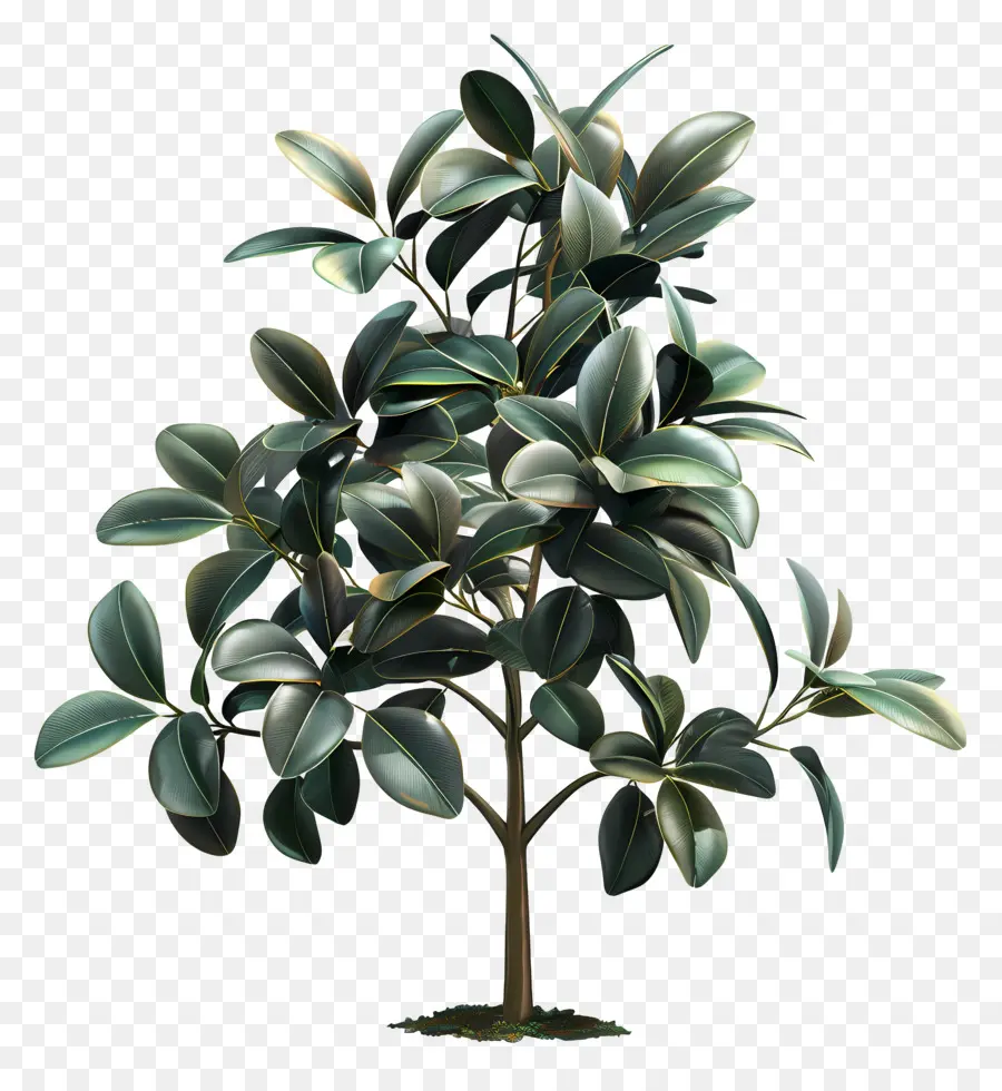 Gummibaum - Symmetrischer Baum mit grünen Blättern im Topf