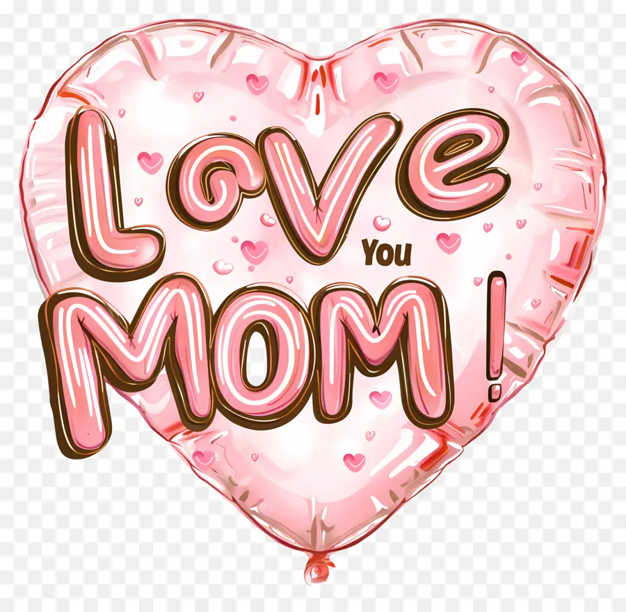 Liebe dich Mama - Pink Heart Ballon mit 'Love You Mama