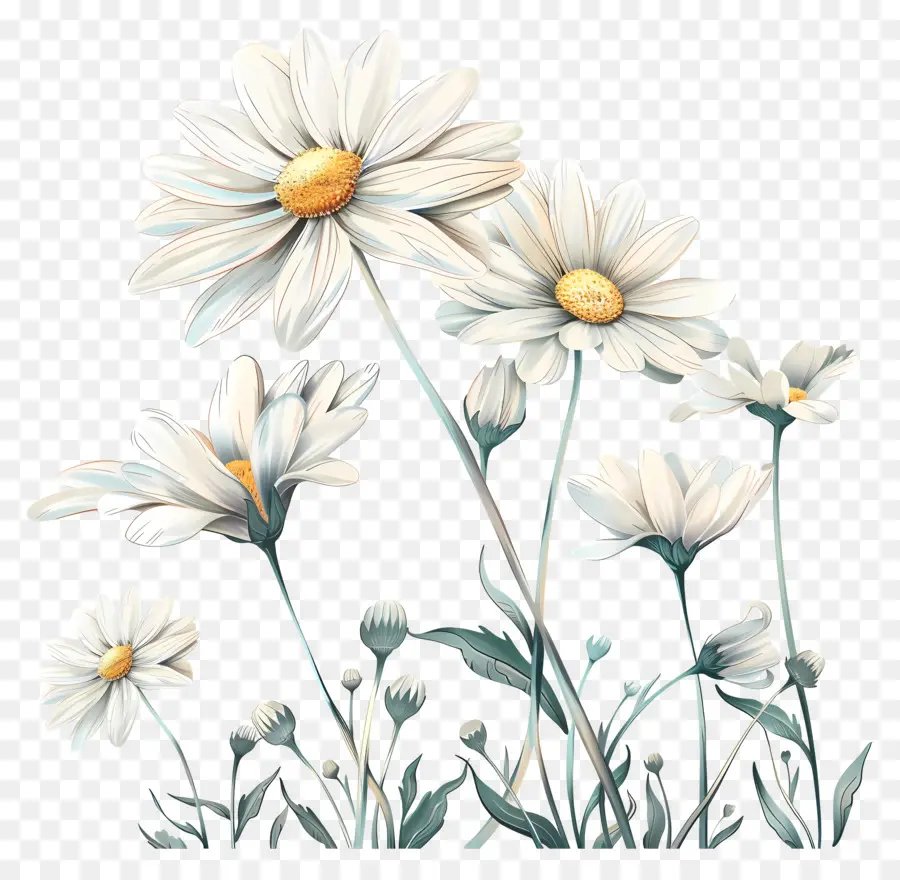 daisy - Hoa cúc trắng nở rộ trên cánh đồng xanh