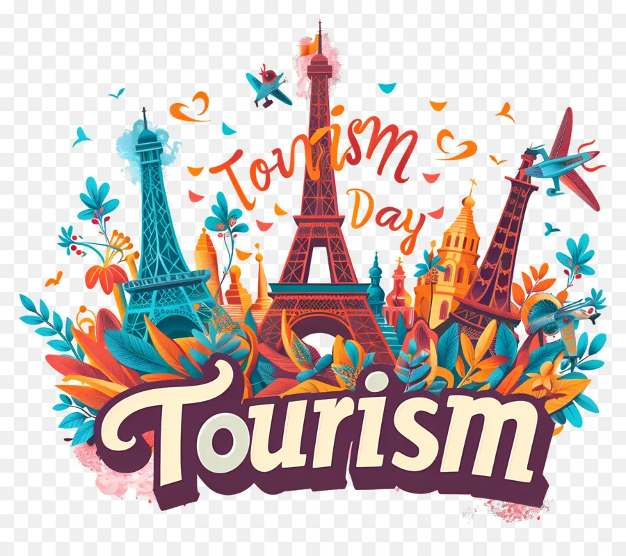 torre eiffel - Cartolina vintage che mostra i punti di riferimento di Parigi per la Giornata del turismo