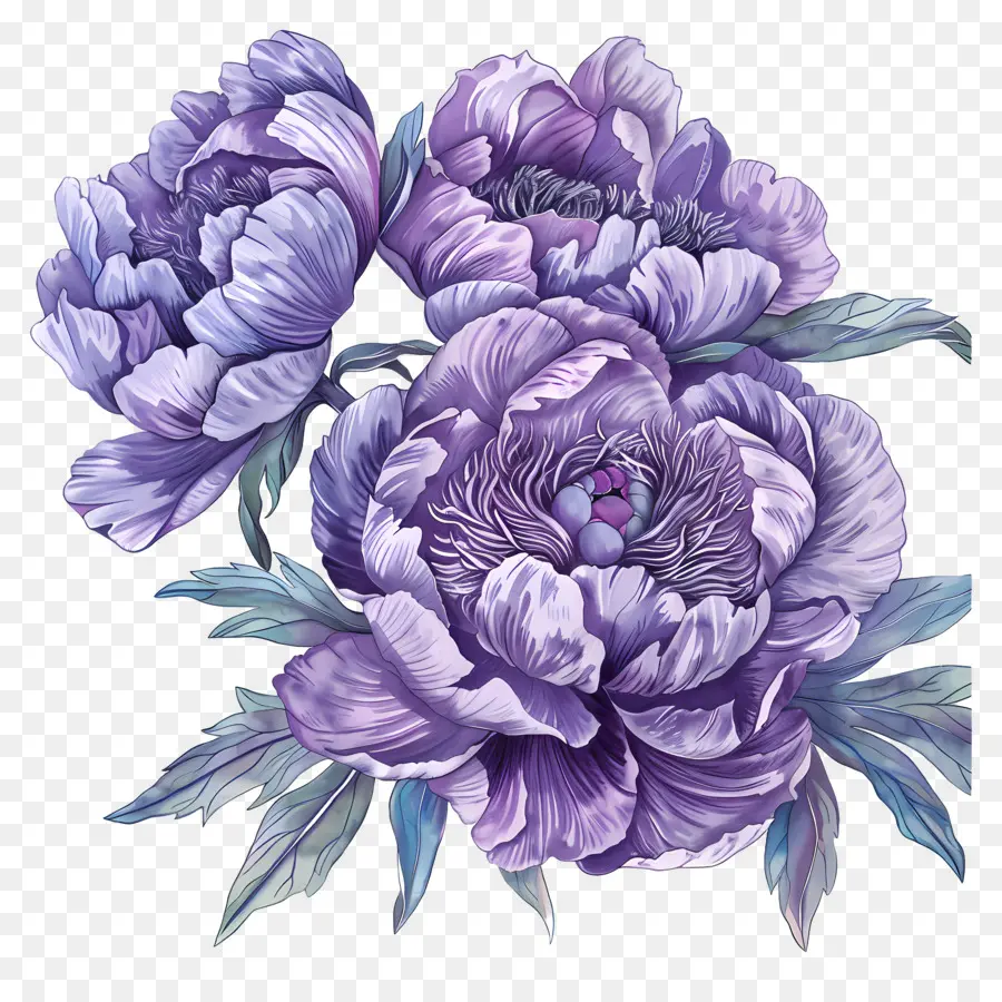 Peonies Purple Purple Peony Flowers Bloom Petals - Tre fiori di peonia viola in fiore sul nero