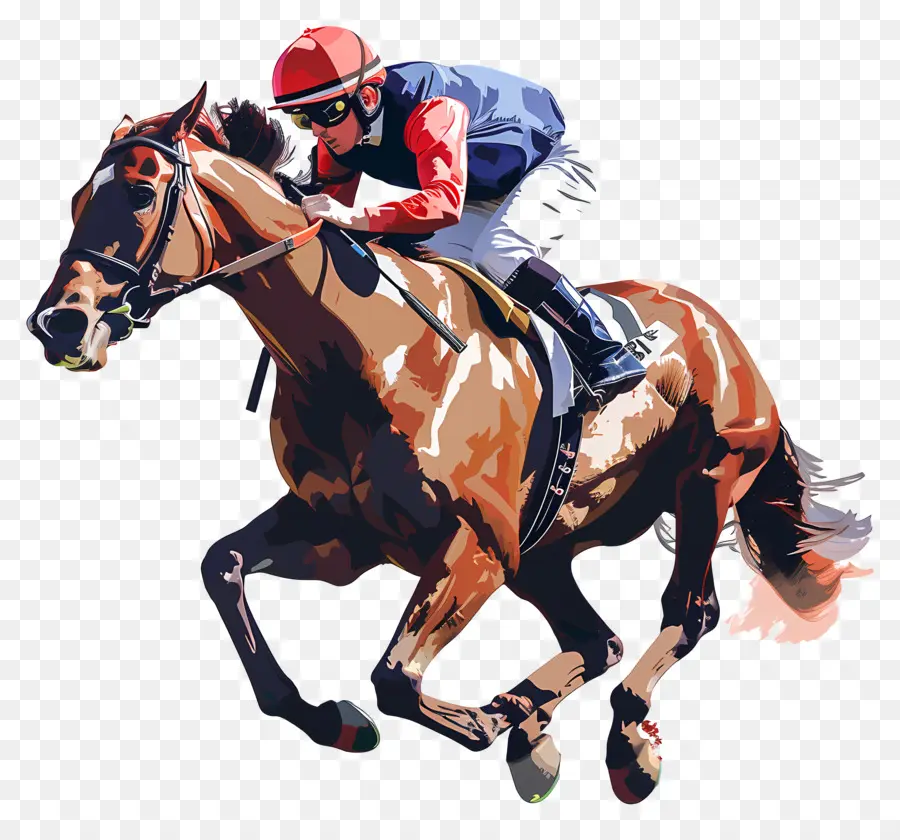 Kentucky Derby Jockey Horse Racing Galoping Racetrack - Jockey dinamico su Brown Horse Racing