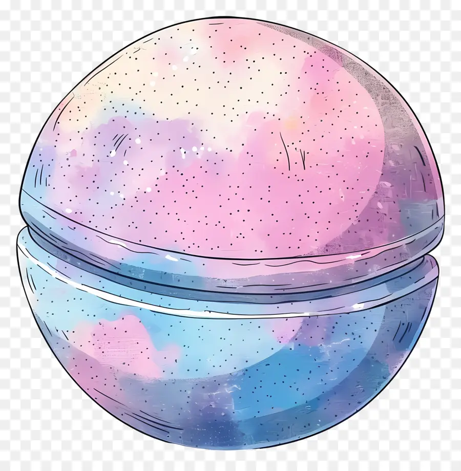 bath bomb watercolor painting pink and blue sphere white speckles abstract art