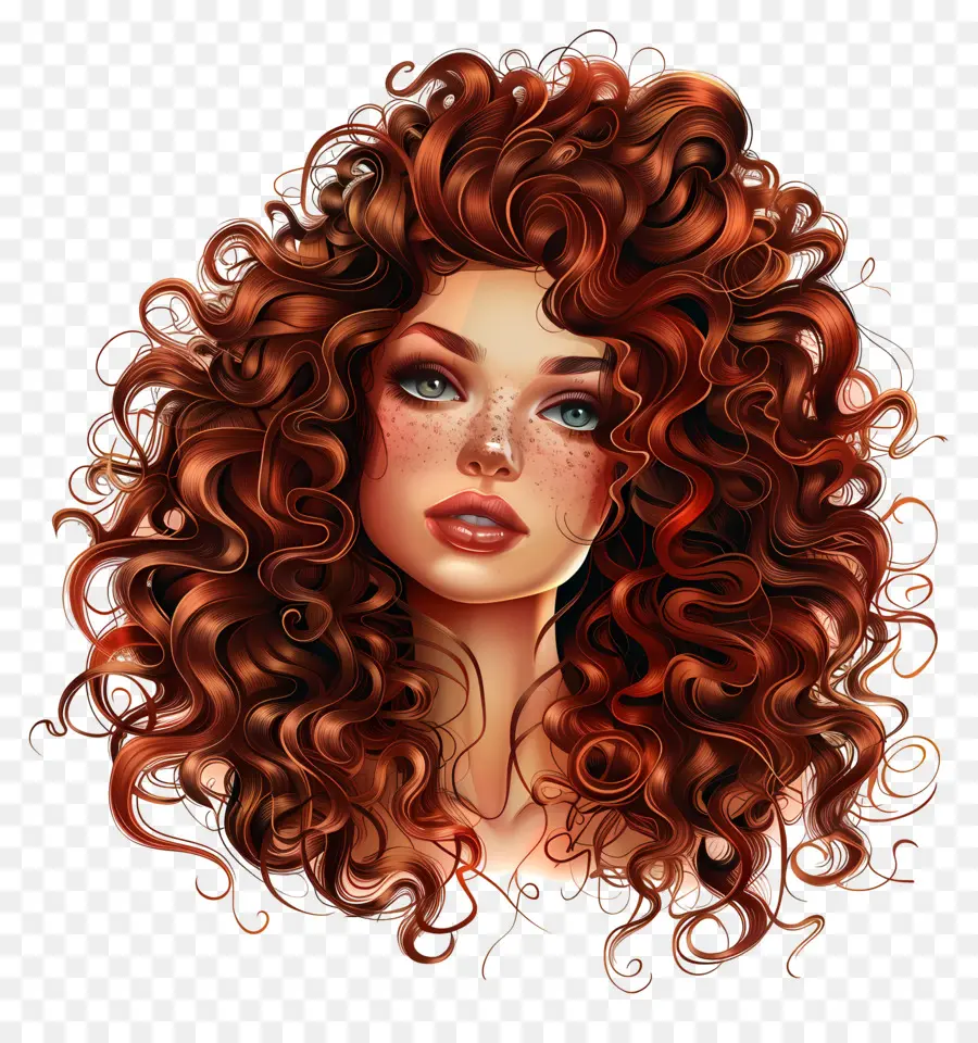 Mädchen lockiger Haarstil Rotes Haar lockiges Haar Traurigkeit Emotion - Traurige Frau mit roten Haaren, nachdenklicher Ausdruck